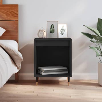 vidaXL Nachtkastje 40x35x50 cm bewerkt hout zwart, Huis en Inrichting, Slaapkamer | Nachtkastjes, Minder dan 45 cm, Verzenden