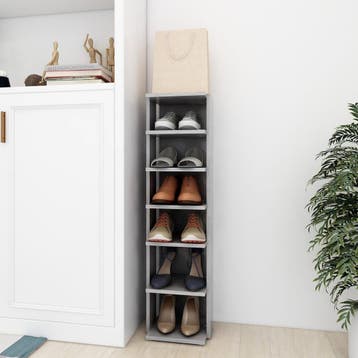 vidaXL Schoenenkast 27,5x27x102 cm bewerkt hout betongrijs, Verzenden, Nieuw