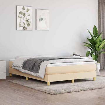 vidaXL Boxspring bed stof crèmekleurig 140x200 cm, Verzenden, 140 cm, Stof, Nieuw