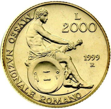 Italië. 2000 Lire 1999 Museo Nazionale Romano  gold plated