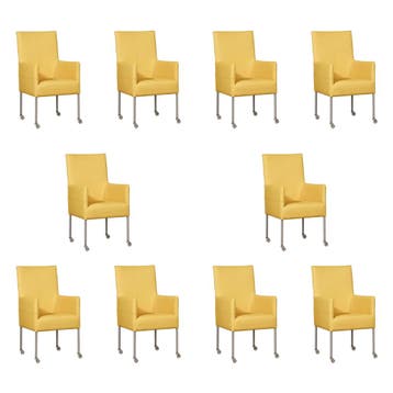 Set van 10 Leren eetkamerstoelen Spark - Toledo Giallo, Huis en Inrichting, Stoelen, Ophalen of Verzenden, Nieuw, Leer