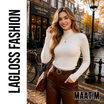 Dames Trui Top met Hoge Hals – Creme - Maat M, LaGloss, Verzenden, Nieuw, Overige kleuren