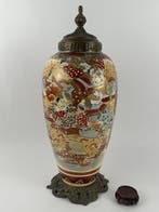 dekselvaas - Aardewerk, Brons - Japan - Meiji periode
