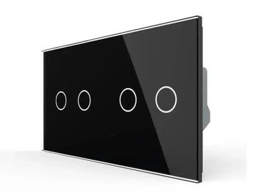Livolo Dubbele Rolluikschakelaar | Touch | Zwart Glas | 2+2, Ophalen of Verzenden, Nieuw, Schakelaar
