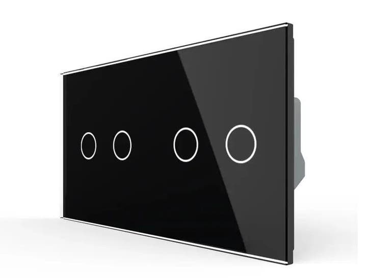 Livolo Dubbele Rolluikschakelaar | Touch | Zwart Glas | 2+2, Doe-het-zelf en Verbouw, Elektra en Kabels, Schakelaar, Nieuw, Ophalen of Verzenden