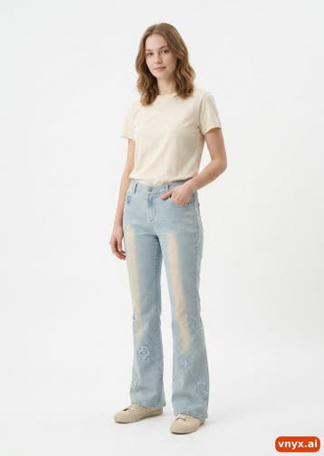 MINNINSHAONU Jeans Dames maat WW31 / L32 Lichtblauw Vintage, Ophalen of Verzenden, Nieuw