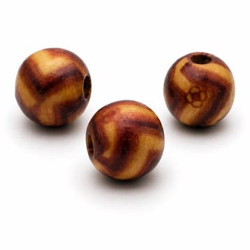 25 x Afrikaanse ronde houten kralen bewerkt 8 x 9 mm – ga., Ophalen of Verzenden, Nieuw, Kraal