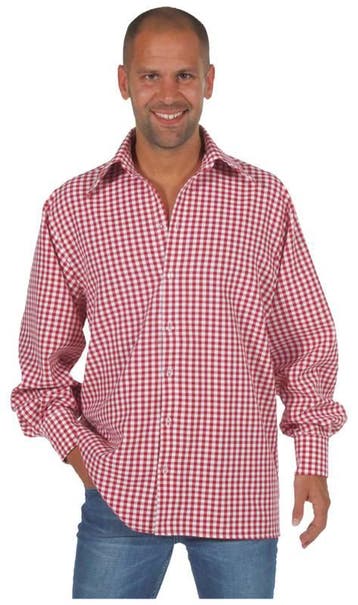 Tiroolse blouse rood/wit, Kleding | Heren, Carnavalskleding en Feestkleding, Ophalen of Verzenden, Nieuw