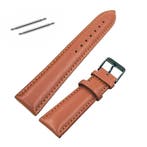 Fako - Horlogebandje - Echt Leer - Soft - 18mm - Lichtbruin, Sieraden, Tassen en Uiterlijk, Horloges | Heren, Verzenden, Nieuw