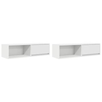 vidaXL Tv-meubelen 2 st 100x31x25,5 cm bewerkt hout wit, Minder dan 50 cm, Verzenden, Nieuw, Minder dan 100 cm