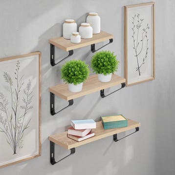 3 wandplanken Cowell - Industrieel licht hout, eiken Sonoma, Verzenden, Nieuw