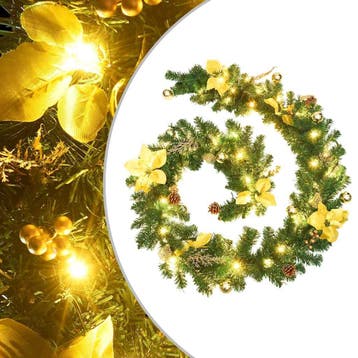 vidaXL Kerstslinger met LED-lampjes 2,7 m PVC groen, Verzenden, Nieuw