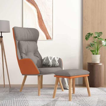 vidaXL Relaxstoel met voetenbankje kunstleer en stof, Verzenden, Nieuw