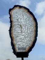 Large translucent agate slice on stand - no reserve price