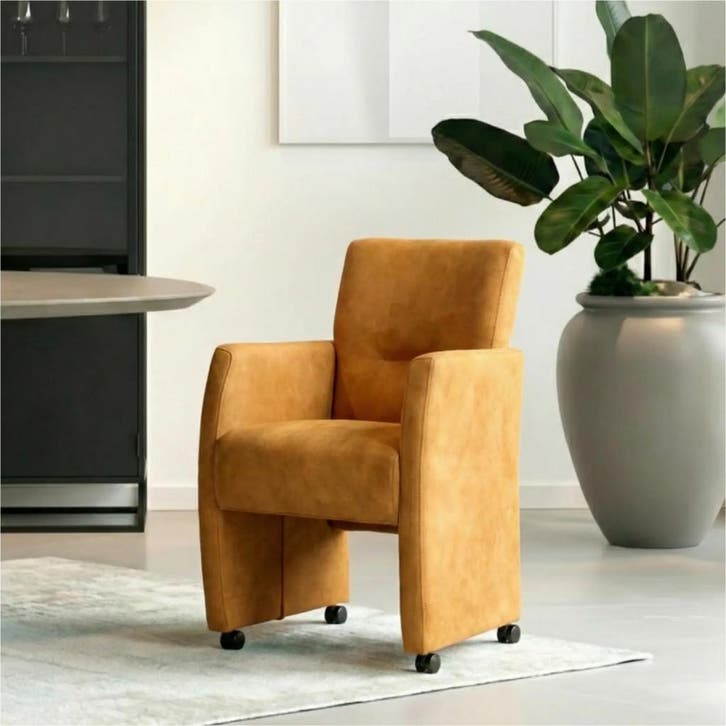Set van 4 Leren eetkamerstoelen Pleasure - Kenia Cognac, Huis en Inrichting, Stoelen, Nieuw, Leer, Ophalen of Verzenden