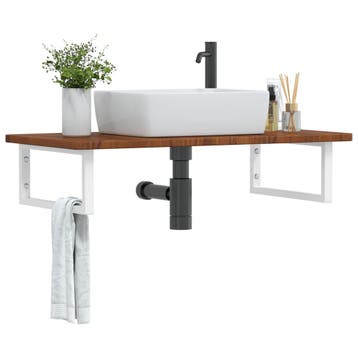 vidaXL Badkamer wandschap staal en massief eikenhout, Verzenden, Nieuw