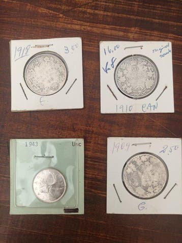 Canada. George V-Georve VI. 25-50 Cents 1909-1943 (4 coins), Postzegels en Munten, Munten | Europa | Niet-Euromunten