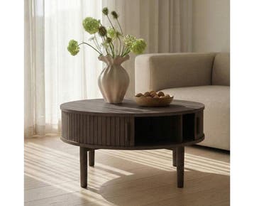 Salontafel Meta rond eikenhout Ø85 CM - Espresso, Ophalen of Verzenden, Nieuw