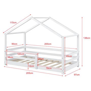 [en.casa] Kinderbed Knätten huisbed met uitvalbeveiliging 90, Verzenden, Nieuw