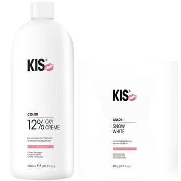 KIS - Bleach & Developer Set - SnowWhite + 6% OxyCream -, Ophalen of Verzenden, Nieuw, Gel, Wax, Haarlak of Mousse