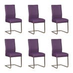 Set van 6 Leren eetkamerstoelen Remix - Toledo Aubergine, Ophalen of Verzenden, Nieuw, Leer