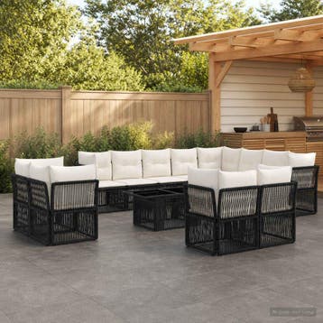 vidaXL Tuinbankenset 13 st poly rattan, Tuin en Terras, Verzenden, Nieuw, 3 zitplaatsen