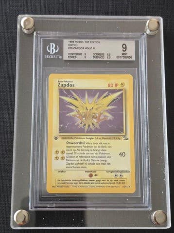 Pokémon - 1 Graded card - Zapdos 15 First edition, Foil -, Nieuw