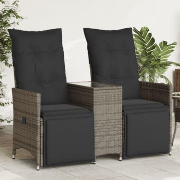 vidaXL Tuinbank 2-zits verstelbaar met tafel poly rattan, Tuin en Terras, Tuinsets en Loungesets, Verzenden, Nieuw