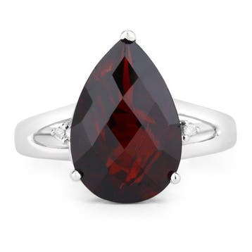 Ring - 14 karaat Witgoud - 5.60ct. tw. Granaat - Diamant -, Nieuw