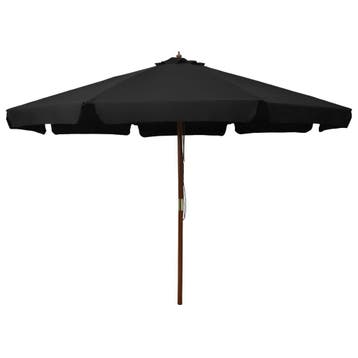 vidaXL Parasol met houten paal 330 cm zwart, Tuin en Terras, Verzenden, Nieuw, 3 tot 4 meter
