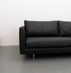 1x Montis Axel Bank 3-Zits/190cm Zwart Leder - Sledepoot, Ophalen, 150 tot 200 cm, Driepersoons, 75 tot 100 cm