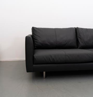Montis Axel Bank 3-Zits/190cm Zwart Leder - Sledepoot, Huis en Inrichting, Ophalen, 150 tot 200 cm, Driepersoons, 75 tot 100 cm