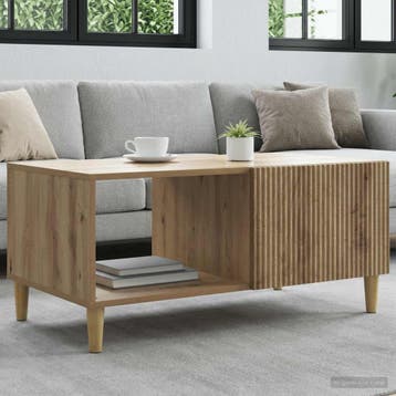 vidaXL Salontafel Artisanaal eiken 90 x 50 x 40 cm Bewerkt, Verzenden, Nieuw, 50 tot 100 cm, Rechthoekig