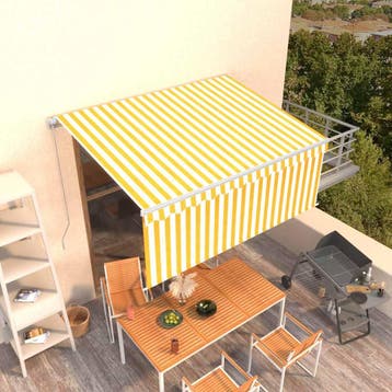 vidaXL Handmatige Zonnescherm 3 x 2,5 m Geel en wit, Tuin en Terras, Verzenden, Nieuw