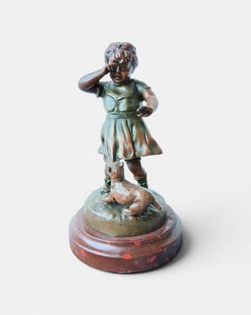Oscar Ruffony (1874-1946) - sculptuur, Deux amis - 18 cm -