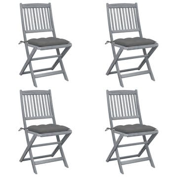 vidaXL Set van 4 klapstoelen met kussens, gemaakt van, Verzenden, Nieuw, Hout