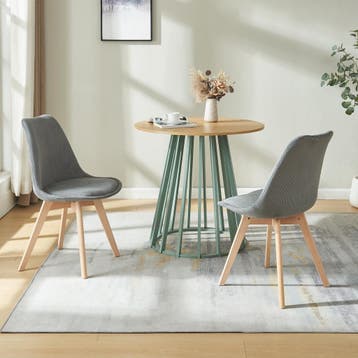 Eetkamerstoelen Fläten set van 2 stuks corduroy grijs en nat, Huis en Inrichting, Verzenden, Nieuw