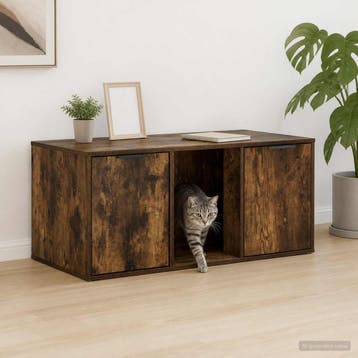 vidaXL Kattenkrat meubel Gerookt eiken 100 x 49 x 45 cm, Verzenden, Nieuw
