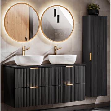 Badkamermeubel Polaris Uno Zwart 120CM (Badkamermeubels), Huis en Inrichting, Badkamer | Badkamermeubels, Ophalen of Verzenden