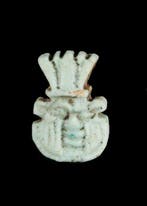 Oude Egypte, late periode Faience Hoofd van Bes Amulet