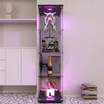 Glazen Vitrinekast 4 Lagen met LED en Spiegelachterwand –Zwa, Huis en Inrichting, Kasten | Vitrinekasten, Verzenden, Nieuw