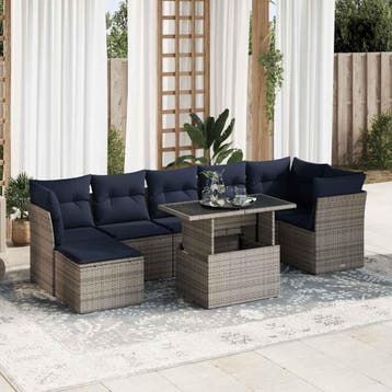 vidaXL 8-delige Loungeset met kussens poly rattan acacia, Verzenden, Nieuw, Loungeset