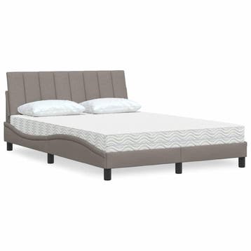 vidaXL Bed met matras Hanko stof taupe 120x200 cm, Verzenden, Nieuw, Twijfelaar, 120 cm