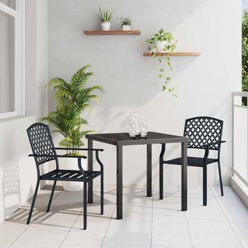 vidaXL Tuin eettafelset 3 pcs Antraciet Gepoedercoat staal, Verzenden, Nieuw, Rvs, 3 zitplaatsen