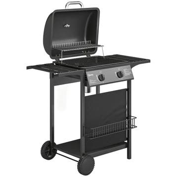 Gasgrill 5 KW 2 Branders BBQ Grillwagen Roestvrij Staal Incl, Verzenden