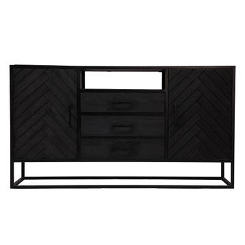 Dressoir Mangohout Kjeld 145 Zwart, Verzenden, Nieuw, Overige houtsoorten, Industriële meubels