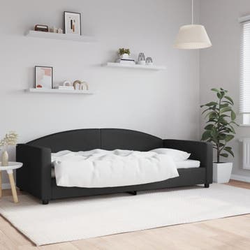 vidaXL Slaapbank 90x200 cm stof zwart, 90 cm, Eenpersoons, Verzenden, Zwart