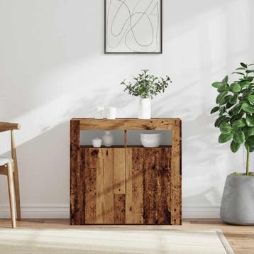 vidaXL Dressoir met LED-verlichting 80x35x75 cm bewerkt hout, Huis en Inrichting, Kasten | Dressoirs, Verzenden, Nieuw, Overige houtsoorten