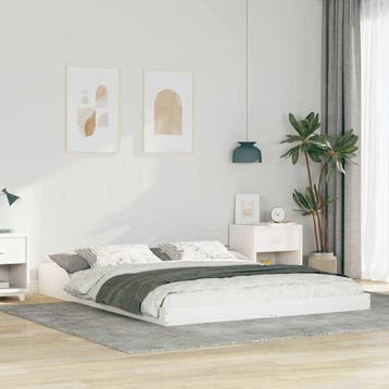 vidaXL Bedframe Wit 160 x 210 cm Massief grenenhout, Verzenden, Nieuw, Wit, Hout