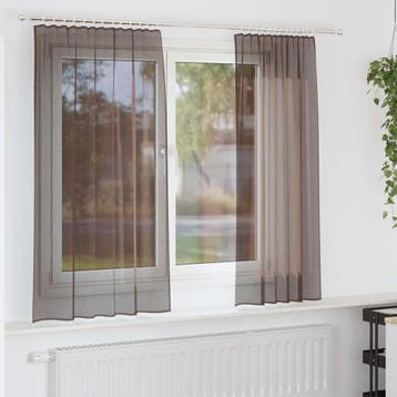 vidaXL Gordijnen voile met tab top 2 st bruin, Verzenden, Nieuw, Bruin